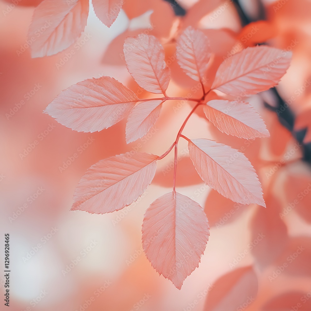 Fototapeta premium there is a close up of a leafy branch with pink leaves