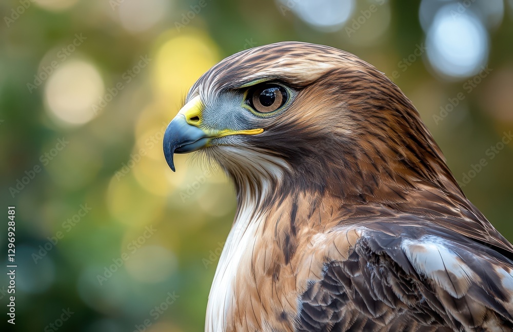 Majestic close-up of a hawk showcasing intricate feather details, sharp eyes, and vibrant colors against a beautifully blurred natural background Majestic close-up of a hawk showcasing intricate feather details, sharp eyes, and vibrant colors against a beautifully blurred natural background