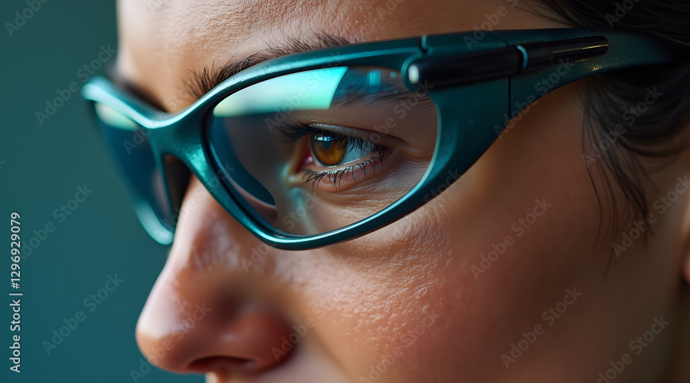 A focused athlete with light brown skin wears sleek sports goggles, capturing determination in their gaze, showcasing a moment of intense concentration during competition A focused athlete with light brown skin wears sleek sports goggles, capturing determination in their gaze, showcasing a moment of intense concentration during competition