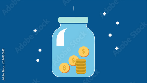 Savings Jar with Deployment Coins A jar labeled Deployment Savings filled with coins depicting the importance of saving for the uncertainty of military life.
