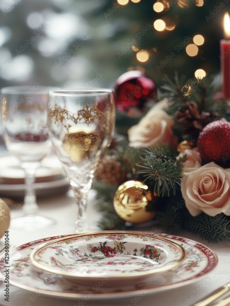 Naklejka premium Holiday Dinner Setting