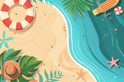 Wallpaper Mural there is a beach scene with a life preserver Torontodigital.ca