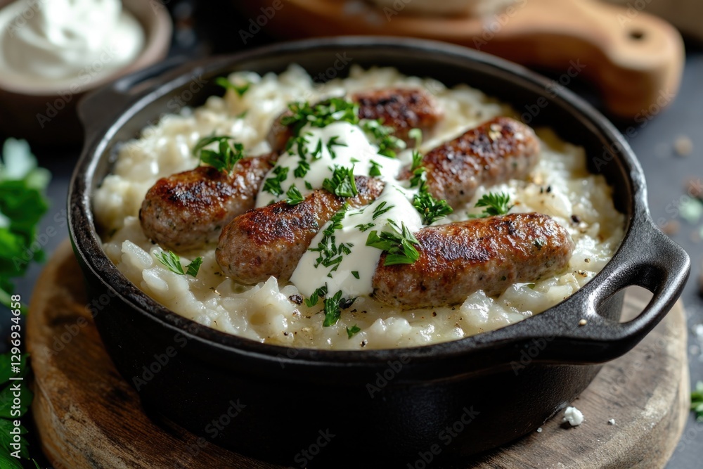 Skillet meal with meat and rice Skillet meal with meat and rice