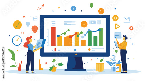 Visualizing Financial Growth and Profitability in the Corporate Landscape and Chart graph investment finance business currency datum economy stock growth diagram market Art & Illustration