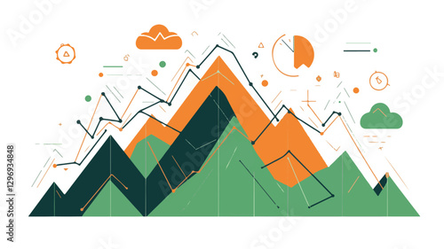Visualizing Financial Growth and Profitability in the Corporate Landscape and Chart graph investment finance business currency datum economy stock growth diagram market Art & Illustration