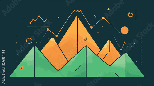 Visualizing Financial Growth and Profitability in the Corporate Landscape and Chart graph investment finance business currency datum economy stock growth diagram market Art & Illustration