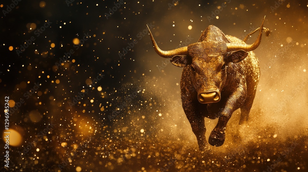 A golden bull emerging from a digital financial storm, reflecting the resilience of bullish markets. A golden bull emerging from a digital financial storm, reflecting the resilience of bullish markets.