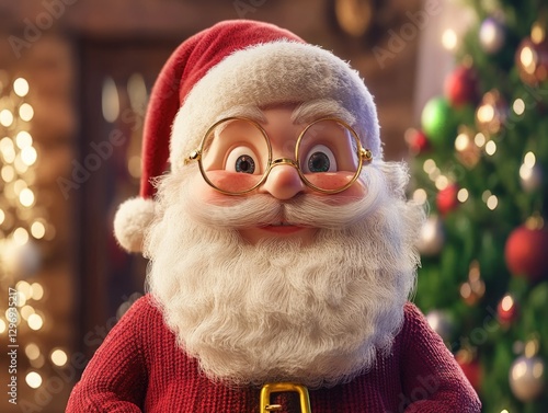 Santa Claus Figurine Near Christmas Tree