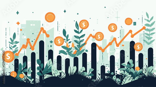 Visualizing Financial Growth and Profitability in the Corporate Landscape and Chart graph investment finance business currency datum economy stock growth diagram market Art & Illustration