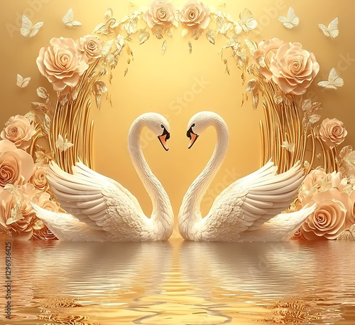 Wallpaper Mural there are two swans making a heart shape in the water Torontodigital.ca