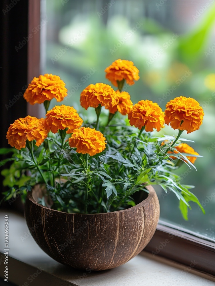 Potted Plant on Window Sill Potted Plant on Window Sill