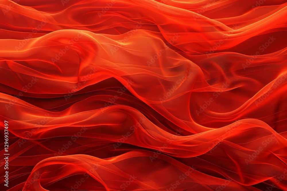 Obraz premium Elegant abstract background showcasing soft wavy textures in a luxurious rich red fabric design