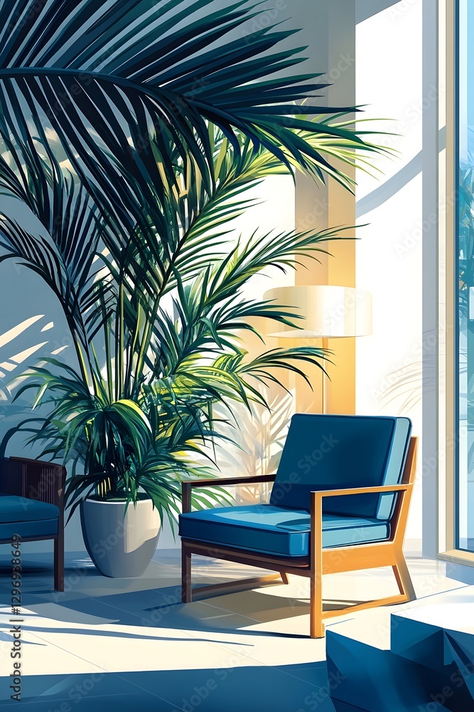 Fototapeta premium Simple sofa chairs in modern living rooms