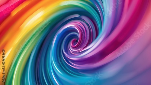 Colorful rainbow spiral lines creating dynamic and fun movement in natural lighting.
