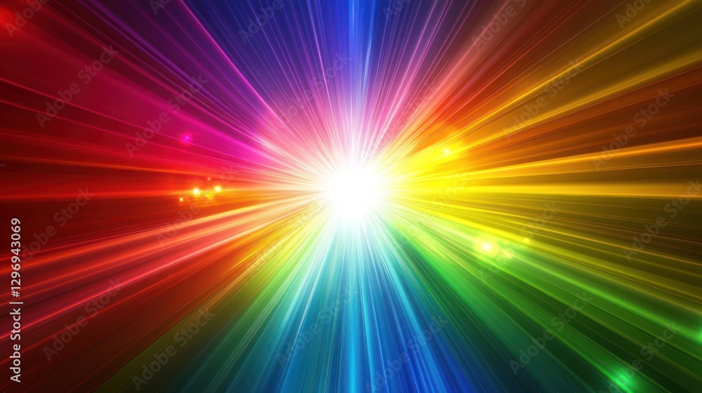 Colorful light rays burst, vibrant background, energy, design Colorful light rays burst, vibrant background, energy, design
