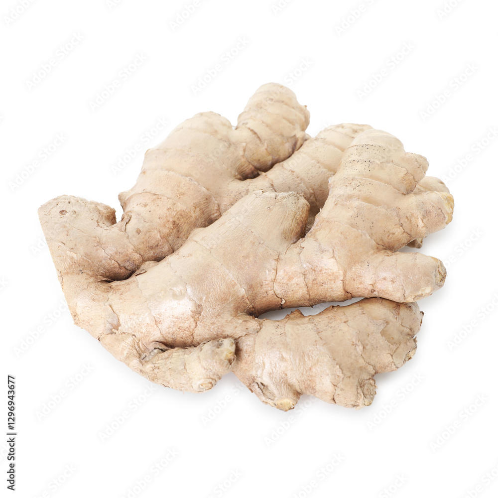 Fresh ginger isolated on white, above view. Root vegetable Fresh ginger isolated on white, above view. Root vegetable