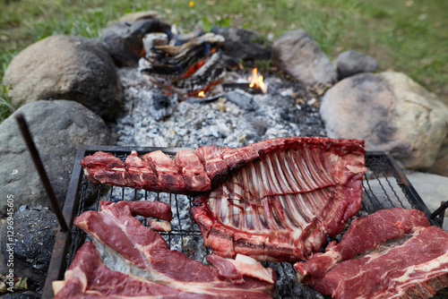 Traditional Argentine barbecue, Bbq is asado in Argentina and this is grilled on a fire