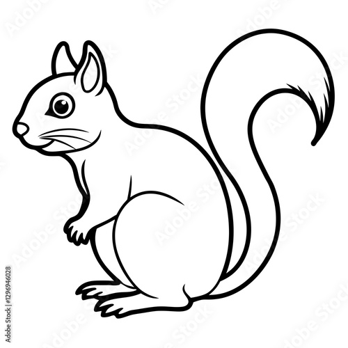 Elegant Squirrel Line Drawing Vector