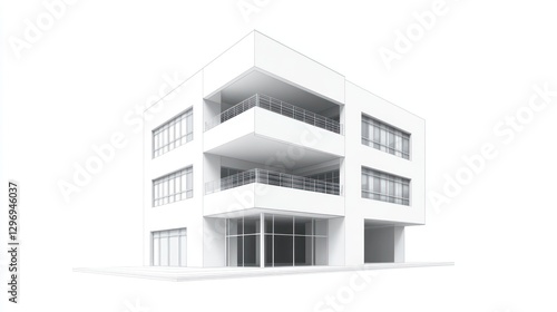 Wallpaper Mural Modern building design, architectural rendering, white background, urban context, real estate Torontodigital.ca