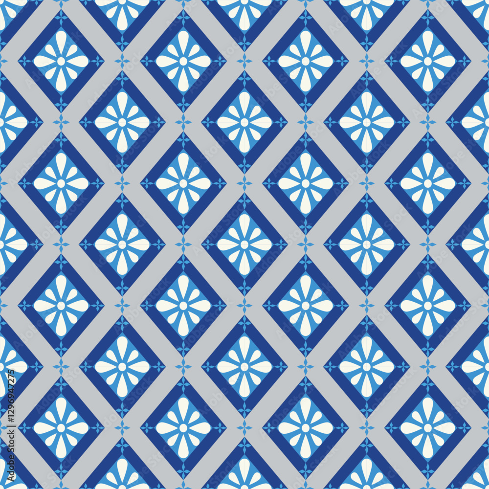 Fototapeta premium seamless geometric pattern diamond blue wallpaper cover floor carpet 