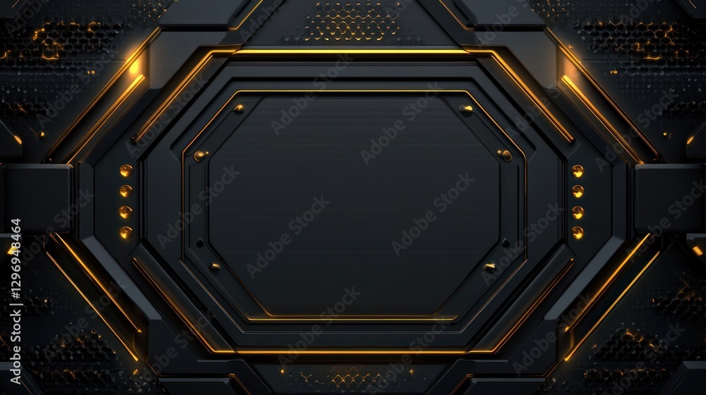 Abstract dark gold tech background, futuristic panel design, website header Abstract dark gold tech background, futuristic panel design, website header