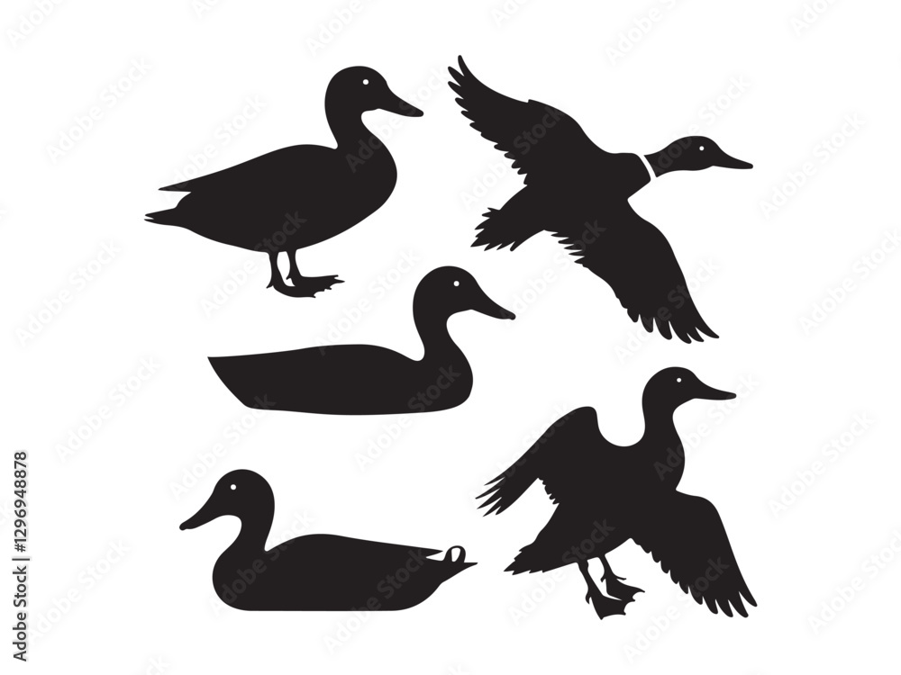Obraz premium vector silhouettes of ducks