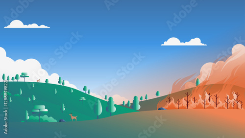 Forest wildfire animal tree