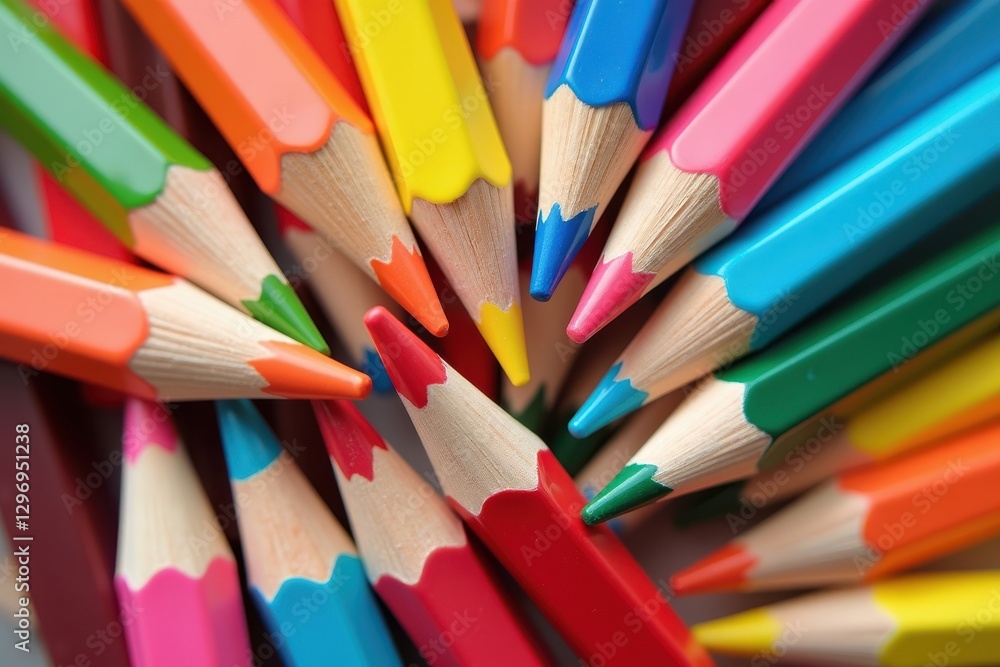 Colorful pencils arranged in a vibrant pattern Colorful pencils arranged in a vibrant pattern
