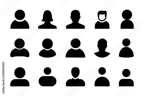 User icon set isolated Vector illustration black and white