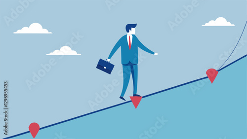 Safety Net An illustration of an investor standing on a tightrope labeled Investment with a safety net below labeled Hedging Strategy showing the protective aspect of hedging.