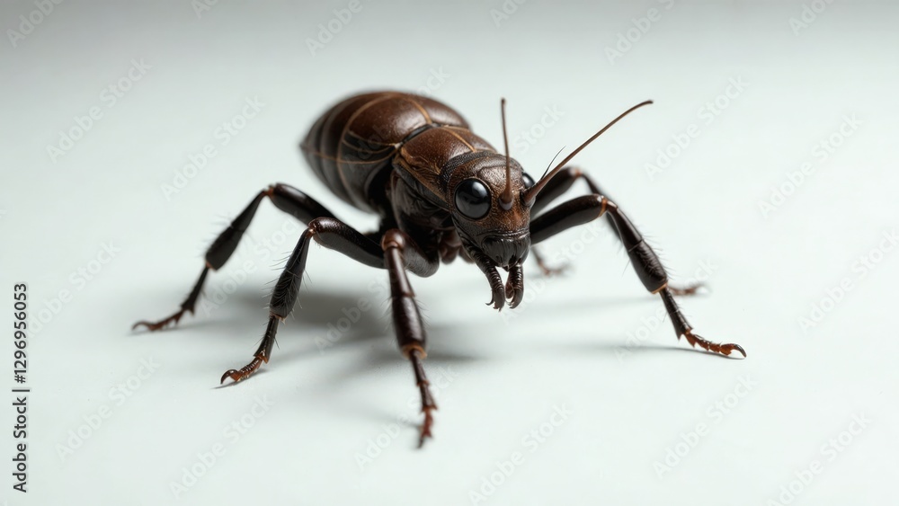 Close-up image of a dark brown beetle on a white background. Close-up image of a dark brown beetle on a white background.