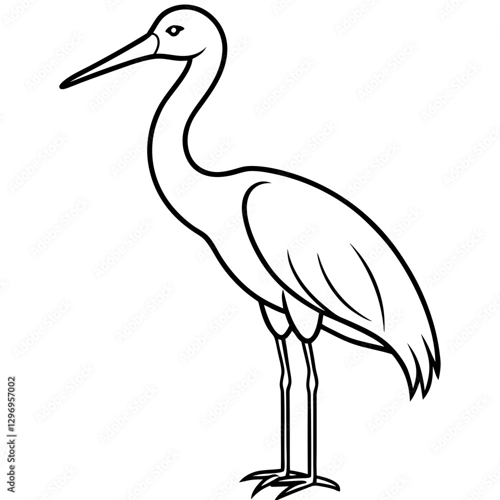Obraz premium Modern One-Line Stork Art Vector