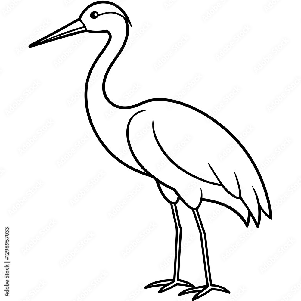 Fototapeta premium Modern One-Line Stork Art Vector