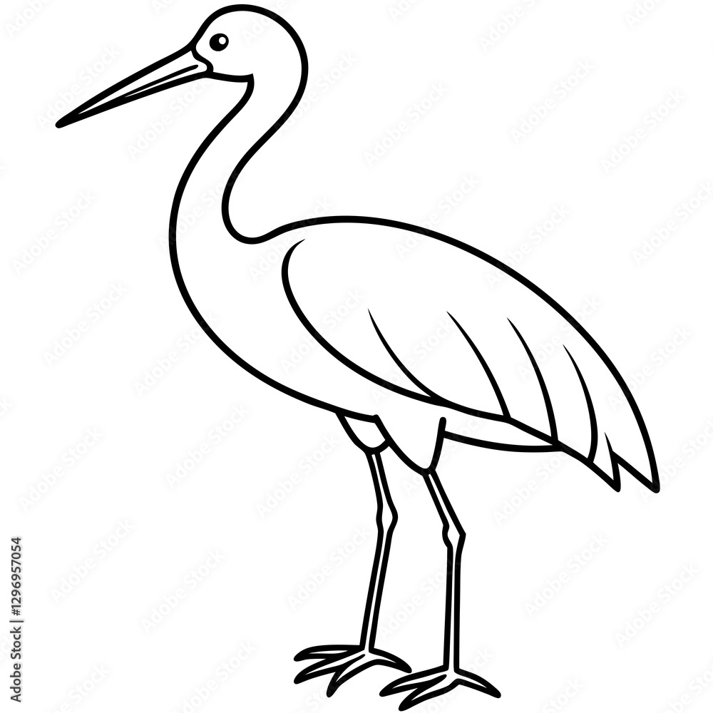 Obraz premium Modern One-Line Stork Art Vector