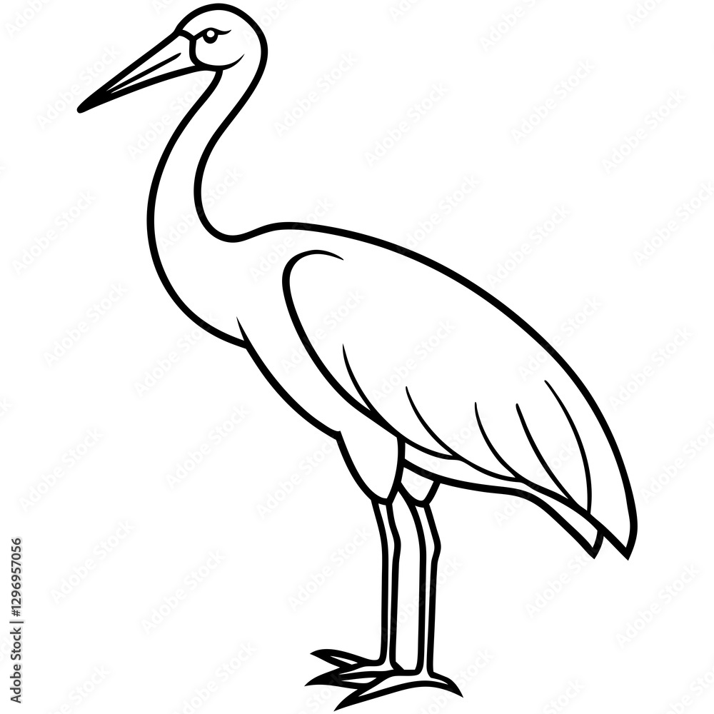 Fototapeta premium Modern One-Line Stork Art Vector