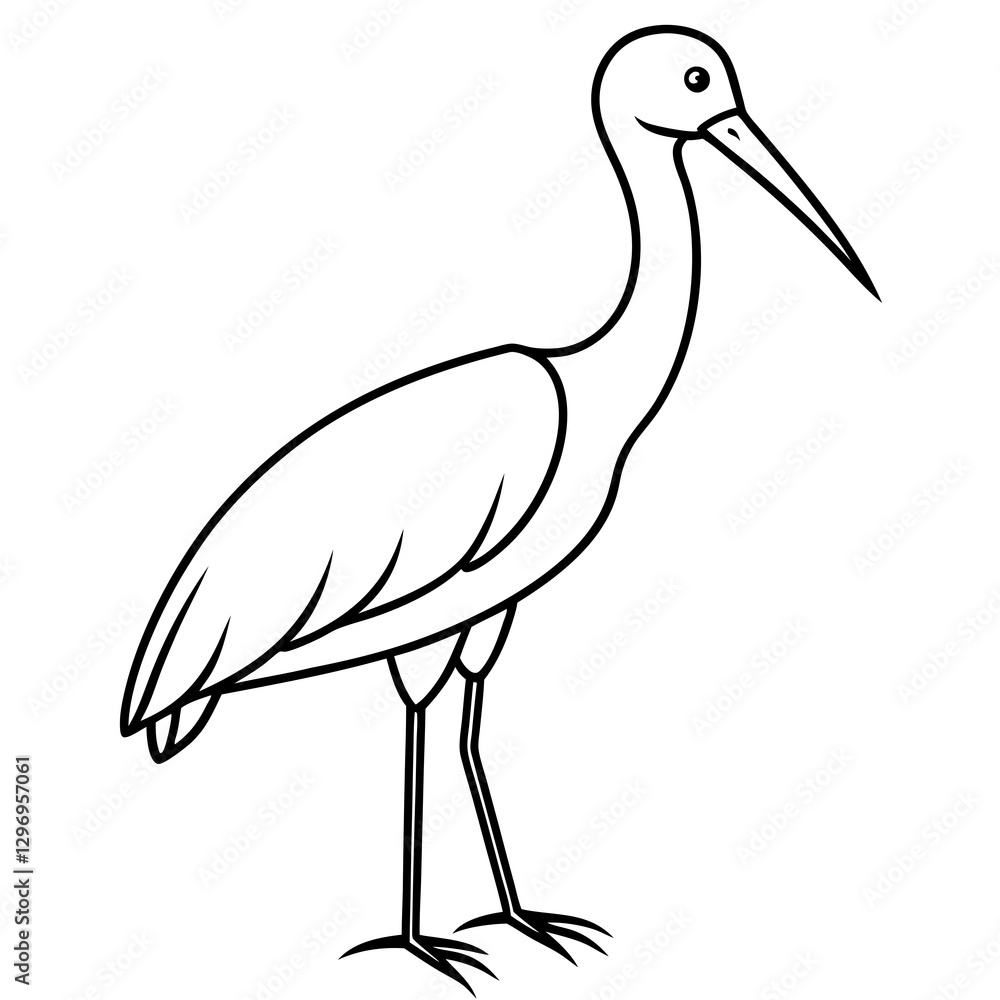 Obraz premium Modern One-Line Stork Art Vector