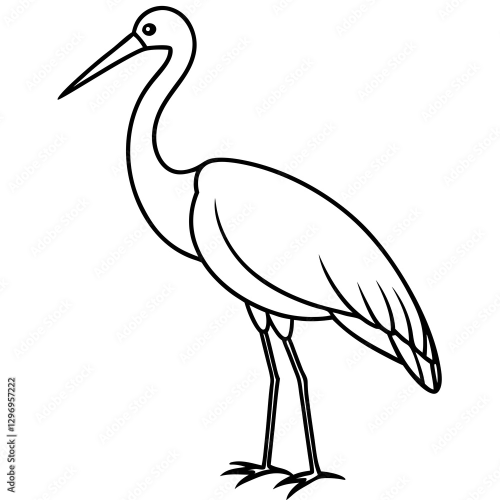 Obraz premium Modern One-Line Stork Art Vector