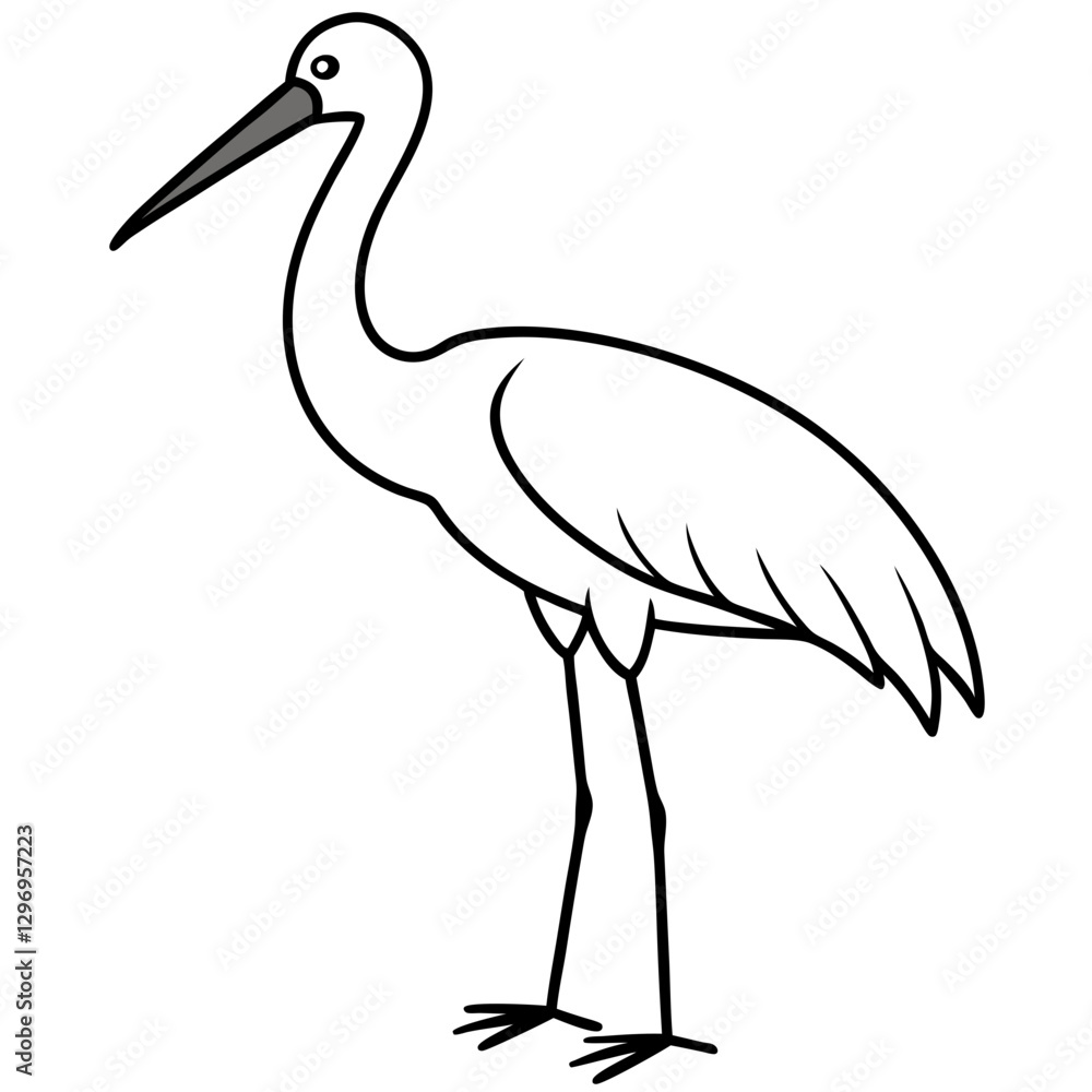 Obraz premium Modern One-Line Stork Art Vector