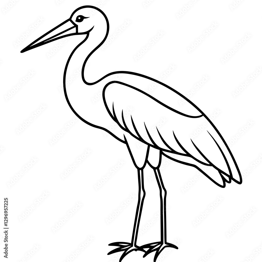 Obraz premium Modern One-Line Stork Art Vector