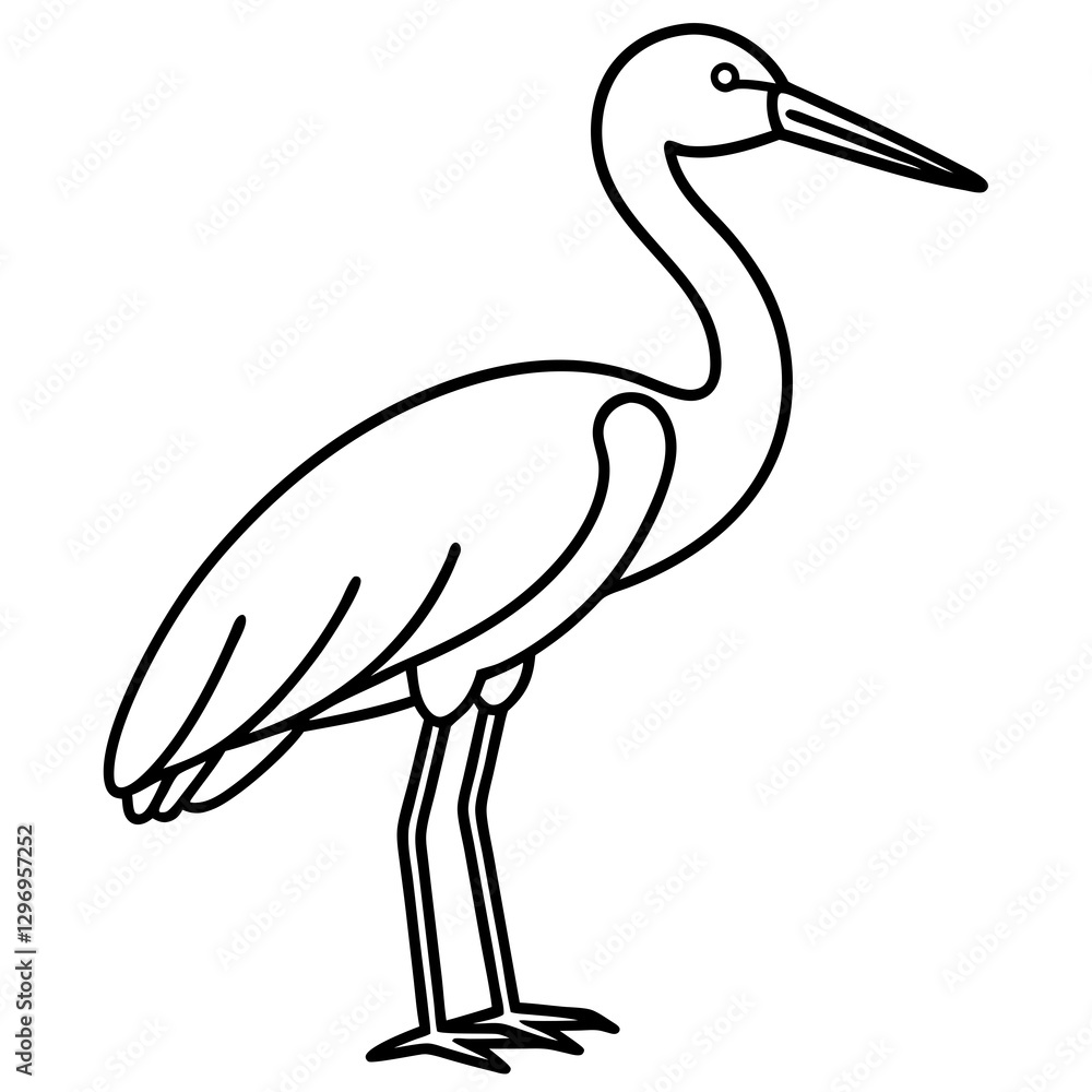 Obraz premium Modern One-Line Stork Art Vector