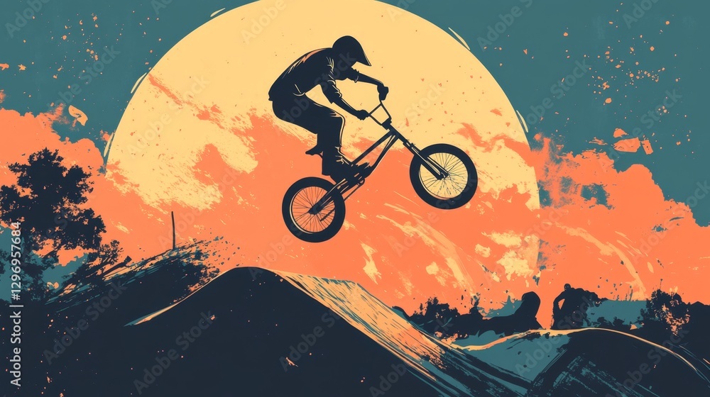 Fototapeta premium Bmx Rider Soaring Through the Air