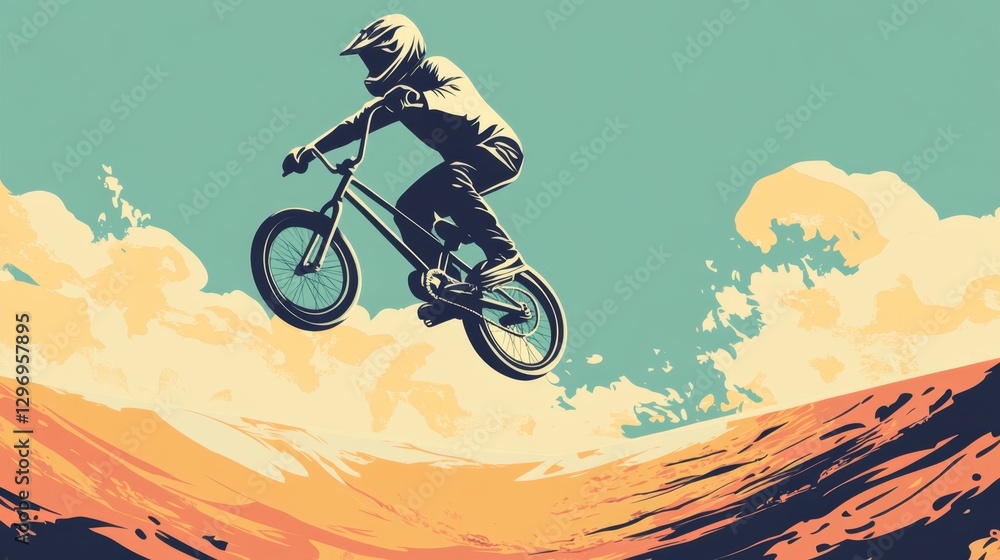 Fototapeta premium Bmx Rider Soaring Through the Sky