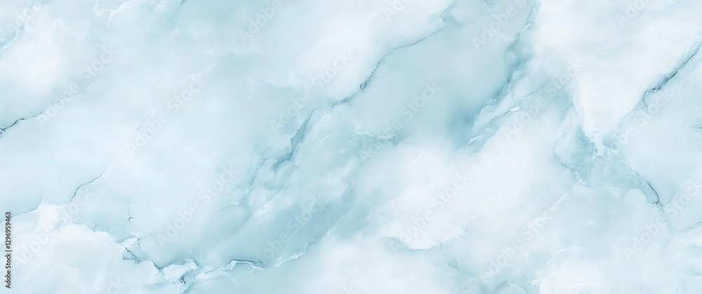Fototapeta premium Light blue marble seamless texture background with soft white veins