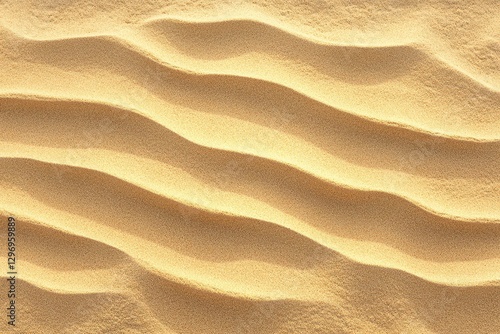 Fototapeta Naklejka Na Ścianę i Meble -  Abstract patterns of soft golden sand dunes under sunlight, showcasing natural textures and shapes