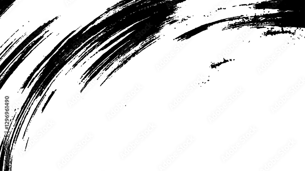 Obraz premium Vector grunge texture. Black paint isolated on white background. Black brush strokes sweep across a pristine white background,