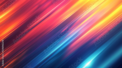 An abstract blue holographic background featuring diagonal stripes with a prism crystal light refraction effect, symbolizing the dispersion of light and the beauty of color in a modern, cool aesthetic