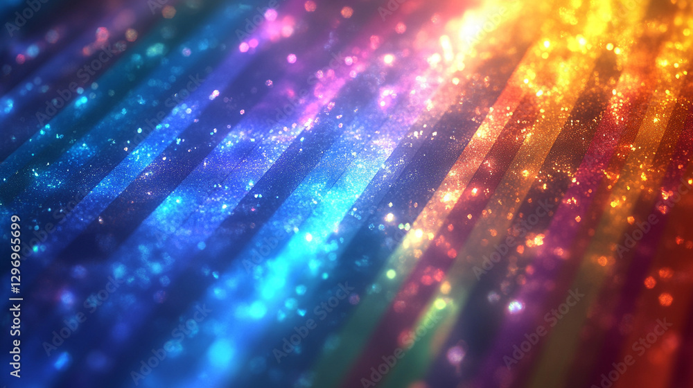 Naklejka premium An abstract blue holographic background featuring diagonal stripes with a prism crystal light refraction effect, symbolizing the dispersion of light and the beauty of color in a modern, cool aesthetic