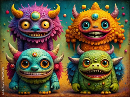 Wallpaper Mural Whimsical Monster Coloring Book Pages:  A Documentary Photography Style Set 1 Torontodigital.ca