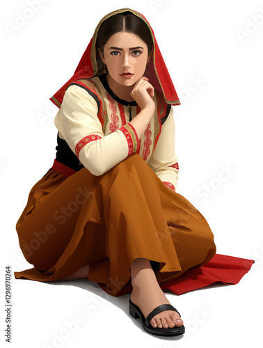 a little girl sitting on the floor with her hands on her chins and looking at the camera