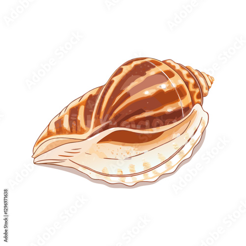 Image of harpaconoidalis conch seashell white background Sea shells vector  illustration